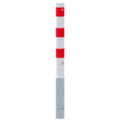 Barrier posts | Steel tube  102 x 2,9 mm | removable, with triangular locking mechanism | hot-dip galvanized and white coatedwith three red reflecting stripes | without eyelet